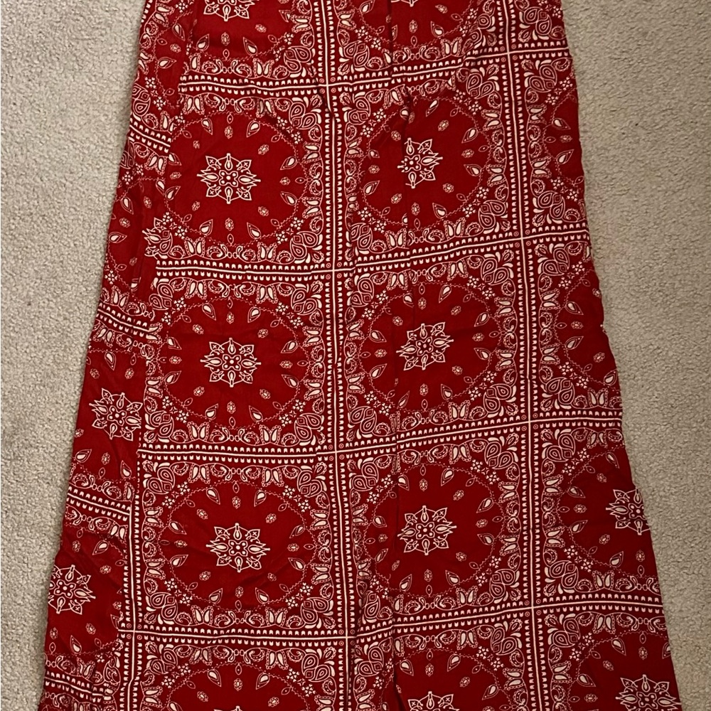 Elegant Red Paisley Maxi Skirt